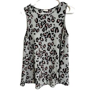 2/$15 Adrienne -  Blue Pink Animal Print Sleeveless Blouse | Size S